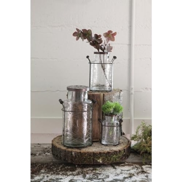 Creative Co-Op Glass Vase with Metal Frog Lid