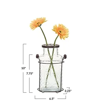 Creative Co-Op Glass Vase with Metal Frog Lid