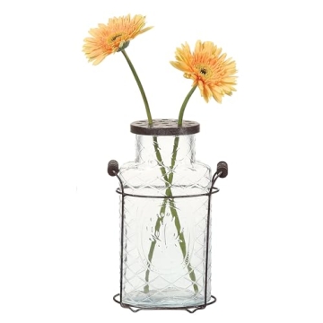 Creative Co-Op Glass Vase with Metal Frog Lid
