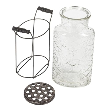 Creative Co-Op Glass Vase with Metal Frog Lid