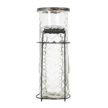Creative Co-Op Glass Vase with Metal Frog Lid