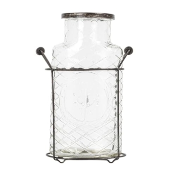 Creative Co-Op Glass Vase with Metal Frog Lid