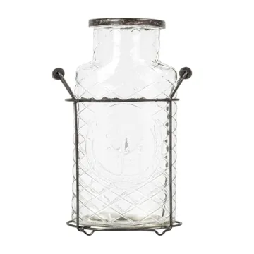Creative Co-Op Glass Vase with Metal Frog Lid