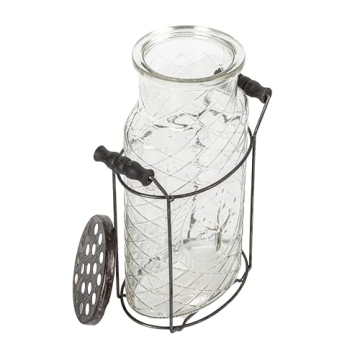 Creative Co-Op Glass Vase with Metal Frog Lid