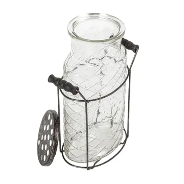 Creative Co-Op Glass Vase with Metal Frog Lid