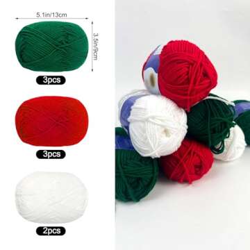 Rainmae 8 Pack Yarn for Christmas Knitting Crochet Velvet Yarn Knitting Yarn for Xmas DIY Craft Hand...