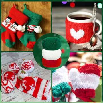 Rainmae 8 Pack Yarn for Christmas Knitting Crochet Velvet Yarn Knitting Yarn for Xmas DIY Craft Handmade Scarf Hat Christmas Stocking Decoration (White, Green, Red)