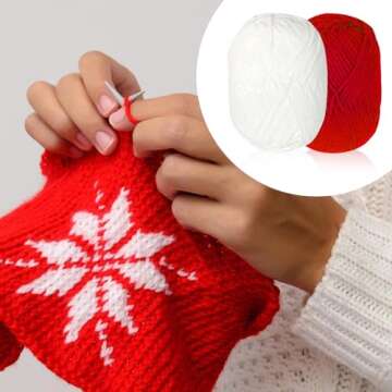 Rainmae 8 Pack Yarn for Christmas Knitting Crochet Velvet Yarn Knitting Yarn for Xmas DIY Craft Handmade Scarf Hat Christmas Stocking Decoration (White, Green, Red)