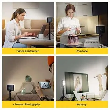 LED Video Light Kit for Camera,Dimmable 10000K 2-Pack Photography Lighting with Adjustable Tripod Stand 9Color Filters,USB LED Fill Lights for Tabletop Shooting,Video Recording Conference YouTube