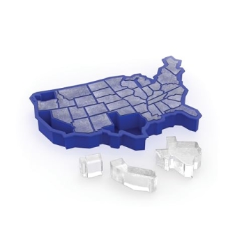 True Zoo U Ice of A BPA-Free Silicone Ice Cube Tray, USA Ice Mold, Novelty Ice July 4th Party Supplies, Dishwasher Safe, Blue, 38 Cubes