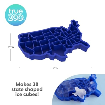True Zoo U Ice of A BPA-Free Silicone Ice Cube Tray, USA Ice Mold, Novelty Ice July 4th Party Supplies, Dishwasher Safe, Blue, 38 Cubes