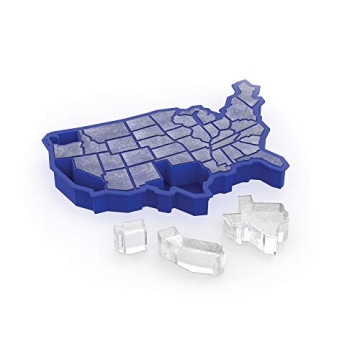 True Zoo U Ice of A BPA-Free Silicone Ice Cube Tray, USA Ice Mold, Novelty Ice July 4th Party Supplies, Dishwasher Safe, Blue, 38 Cubes
