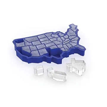 True Zoo U Ice of A BPA-Free Silicone Ice Cube Tray, USA Ice Mold, Novelty Ice July 4th Party Supplies, Dishwasher Safe, Blue, 38 Cubes