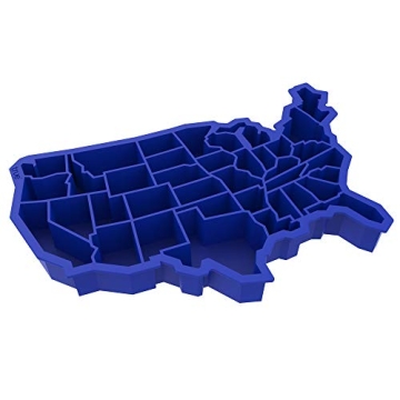 True Zoo U Ice of A BPA-Free Silicone Ice Cube Tray, USA Ice Mold, Novelty Ice July 4th Party Supplies, Dishwasher Safe, Blue, 38 Cubes