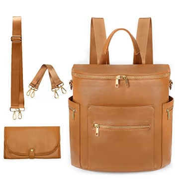 Stylish Leather Diaper Bag Backpack for Modern Parents