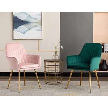 Stylish Velvet Arm Chair with Gold Legs for Elegance