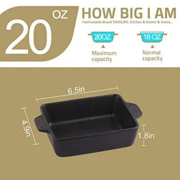 Sweejar Rectangular Ceramic Baking Dish with Handles