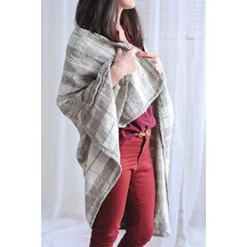 Natural Flax Linen Throw Blanket for Cozy Elegance