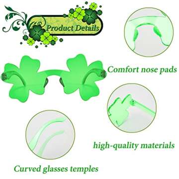 WODMAZ 8 Pairs St Patrick's Day Four Leaf Shamrock Sunglasses, Green Lucky Plastic Clover Glasses Eyeglasses Accessories for St Patricks Day Party Favor Great Party Supplies