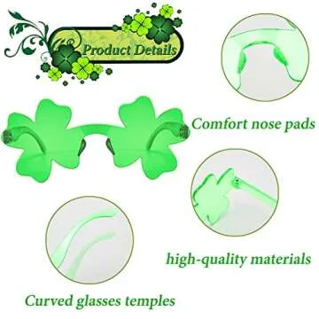 WODMAZ 8 Pairs St Patrick's Day Four Leaf Shamrock Sunglasses, Green Lucky Plastic Clover Glasses Eyeglasses Accessories for St Patricks Day Party Favor Great Party Supplies