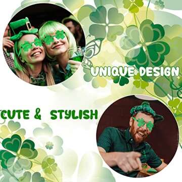 WODMAZ 8 Pairs St Patrick's Day Four Leaf Shamrock Sunglasses, Green Lucky Plastic Clover Glasses Eyeglasses Accessories for St Patricks Day Party Favor Great Party Supplies