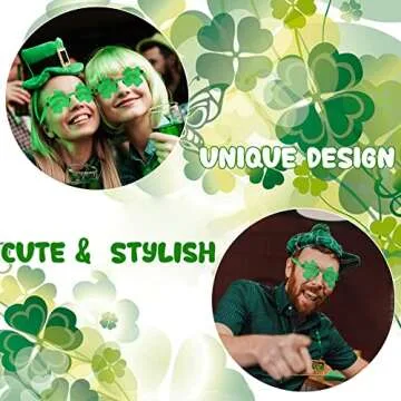 WODMAZ 8 Pairs St Patrick's Day Four Leaf Shamrock Sunglasses, Green Lucky Plastic Clover Glasses Eyeglasses Accessories for St Patricks Day Party Favor Great Party Supplies
