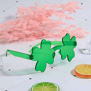 WODMAZ 8 Pairs St Patrick's Day Four Leaf Shamrock Sunglasses, Green Lucky Plastic Clover Glasses Eyeglasses Accessories for St Patricks Day Party Favor Great Party Supplies