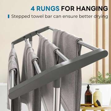 OCEANPAX Pool Towel Rack Outdoor 4 Tiers Stainless Steel Free Standing Towel Drying Rack for Bath Towel and Clothing Storage
