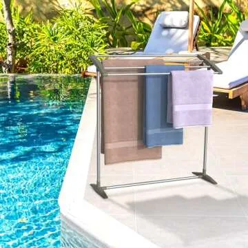 OCEANPAX Stainless Steel Pool Towel Rack with 4 Tiers