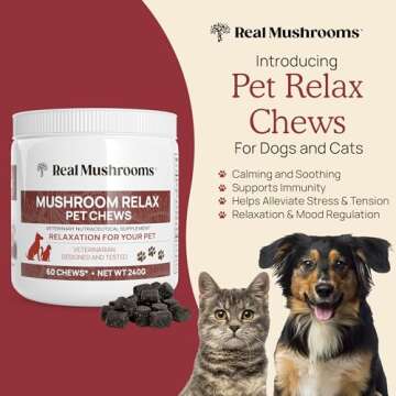 Real Mushrooms Turkey Tail for Humans (90ct) & Mushroom Pet Relax Chews (60 Chews) - Bundle for Immunity & Relaxation - Vegan, Non-GMO, Gluten-Free, Grain-Free Mushroom Extract Supplements