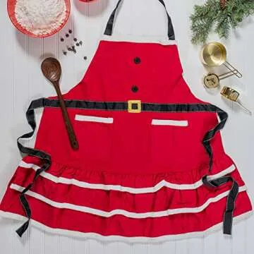 DII Women's Christmas Kitchen Apron Adjustable Adult Size for Cooking, Baking, Crafting & Entertaining, One Size, Mrs. Claus