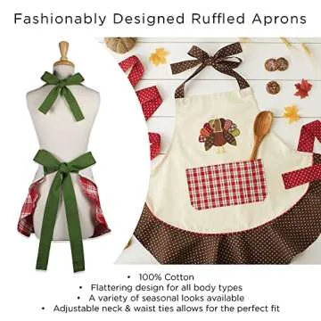 DII Women's Christmas Kitchen Apron Adjustable Adult Size for Cooking, Baking, Crafting & Entertaining, One Size, Mrs. Claus