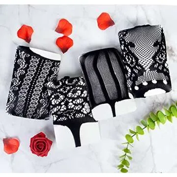 Chalier Sexy Fishnet Stockings for Women - 4 Pack