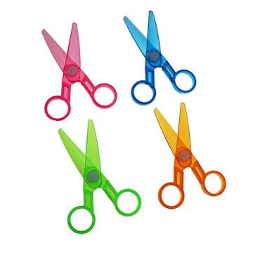 Assorted Color Plastic Preschool Training Scissors Art DIY Craft Paper Cutting Stationery for Kids (12Pcs)