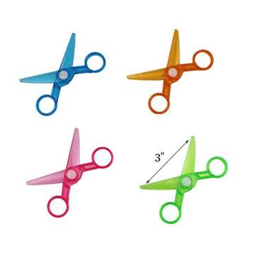 Assorted Color Plastic Preschool Training Scissors Art DIY Craft Paper Cutting Stationery for Kids (12Pcs)