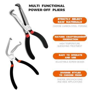 Upgraded 37960 Electrical Disconnect Pliers, 8in Automotive Tools Electrical Connector Pliers, Automotive Tools for Push Tab Style Plugs (Straight+60 Degree)