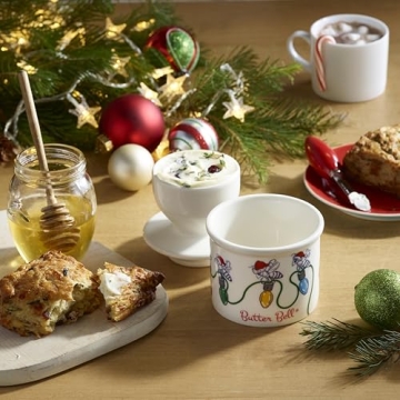 Butter Bell - The Original Butter Bell crock by L Tremain, a Countertop French Ceramic Butter Dish Keeper with Lid for Spreadable Butter, Farmhouse Collection (Honey Bee Christmas Pattern)