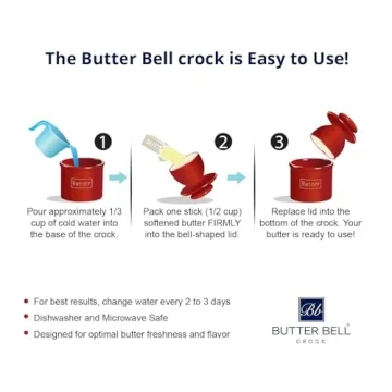 Butter Bell - The Original Butter Bell crock by L Tremain, a Countertop French Ceramic Butter Dish Keeper with Lid for Spreadable Butter, Farmhouse Collection (Honey Bee Christmas Pattern)