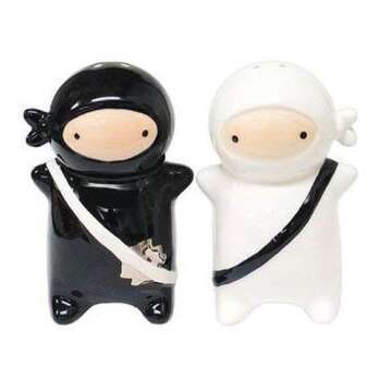 Baby Dueling Ninja Warriors Salt and Pepper Shakers for Unique Table Decor