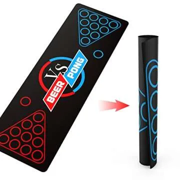 GOLDGE 63 x 23.6 inches Beer Pong Table Mat, Drinking Games for Adults Party, 8pcs Beer Pong Balls, ...