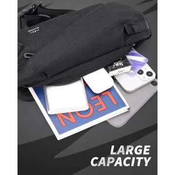 Fanny Pack for Mens Crossbody Bag, Sling Bag for Women Anti Theft Waist Packs with Adjustable Strap Casual Daypack for Running Sports Hiking Cycling Travel Walking - Black