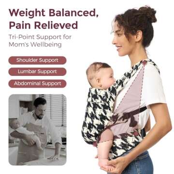 Momcozy Baby Carrier - Ergonomic, Cozy and Lightweight Carrier for 7-44lbs, Effortless to Put On, Ideal for Hands-Free Parenting, Enhanced Lumbar Support, Purehug for Infant to Toddler, Houndstooth
