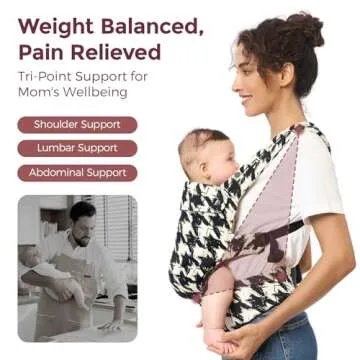 Momcozy Baby Carrier - Ergonomic, Cozy and Lightweight Carrier for 7-44lbs, Effortless to Put On, Ideal for Hands-Free Parenting, Enhanced Lumbar Support, Purehug for Infant to Toddler, Houndstooth