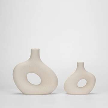 Kimisty Ceramic Donut Vases Set - Modern Minimalist Home Decor
