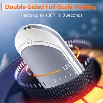 BESKAR Rechargeable Hand Warmer, 5200mAh Electric Hand Heater, Double-Sided Heating, USB Quick Charg...