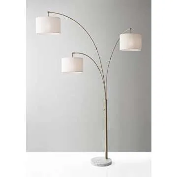 Stylish Adesso Bowery 3 Arm Arc Lamp in Antique Brass