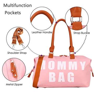 Upgrade Large Capacity Mommy Bag for Hospital, Labor and Delivery, Baby Hospital Diaper Bag, Maternity Tote Hospital Bag with Travel Organizers, Changing Pad, Waterproof, Multi-Functional, Pink