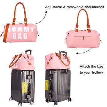 Upgrade Large Capacity Mommy Bag for Hospital, Labor and Delivery, Baby Hospital Diaper Bag, Maternity Tote Hospital Bag with Travel Organizers, Changing Pad, Waterproof, Multi-Functional, Pink