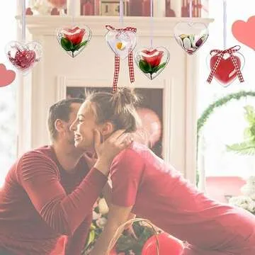 Jishi Clear Plastic Heart Ornaments 10-Pack Christmas Ornament Fillable Balls for DIY Crafts, Christmas Tree Decorations, Wedding Party, Xmas Holiday Home Decor, Open Decorative Hanging Ornaments 65mm