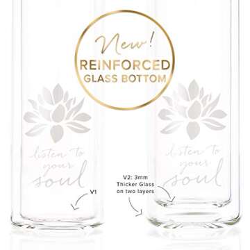 Sacred Lotus Love Double-Walled Glass Tea Tumbler with Infuser and Strainer 15oz - Perfect for Loose Leaf Tea, Cold or Hot Water Bottle, Fruit Drinks - Comes with Travel Sleeve and Cozy